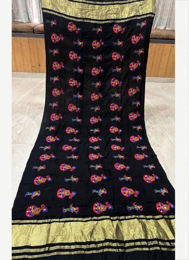 Silk Black Navratri Wear Embroidery Work Dupatta